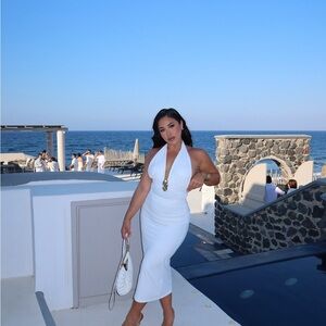 Zara White Backless Halter Dress